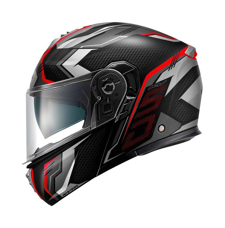 Casco Modulare Kappa KV50 Escalade Bianco/Titanio/Rosso – vista laterale