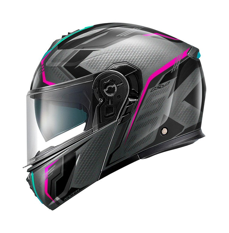 Casco Modulare Kappa KV50 Escalade Titanio/Fucsia – vista laterale