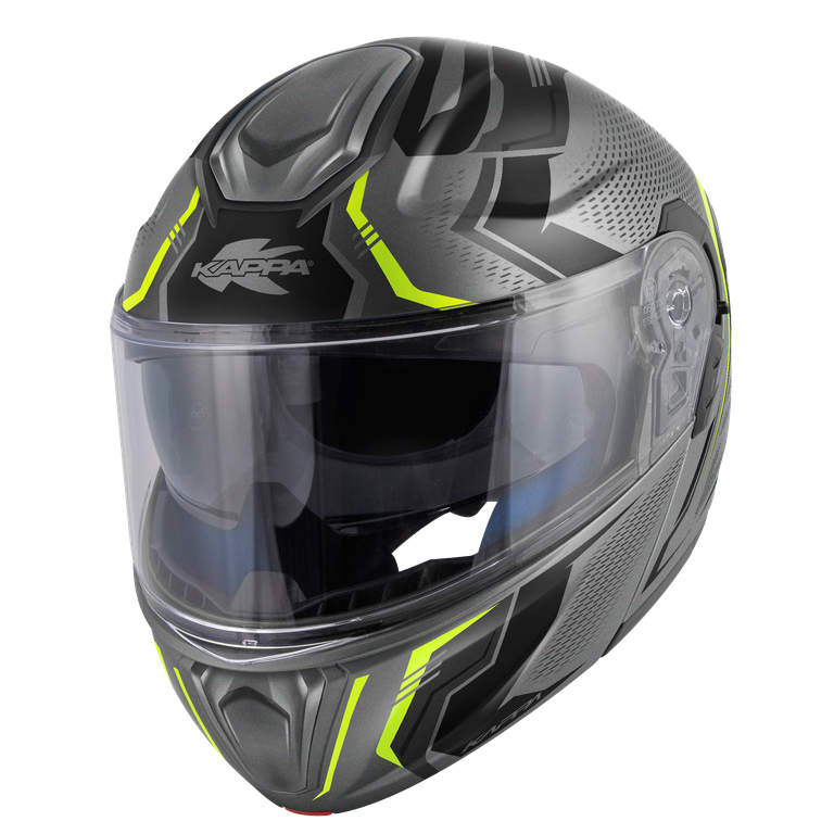 Casco Modulare Kappa KV50 Escalade Titanio/Giallo – vista laterale