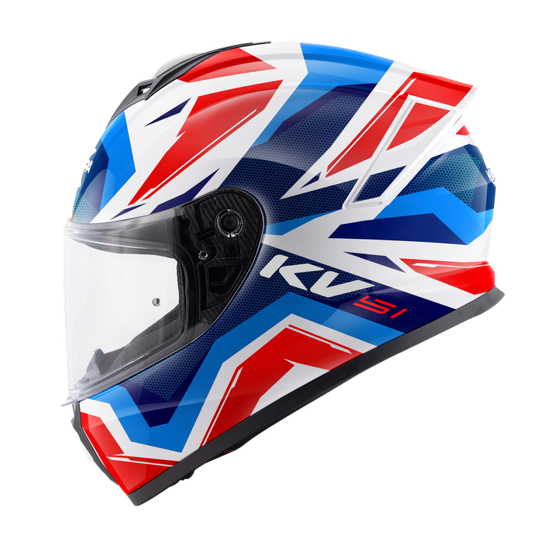 Casco Integrale Kappa KV51 Insert Bianco Lucido/Blu Metallizzato/Blu/Rosso – vista laterale