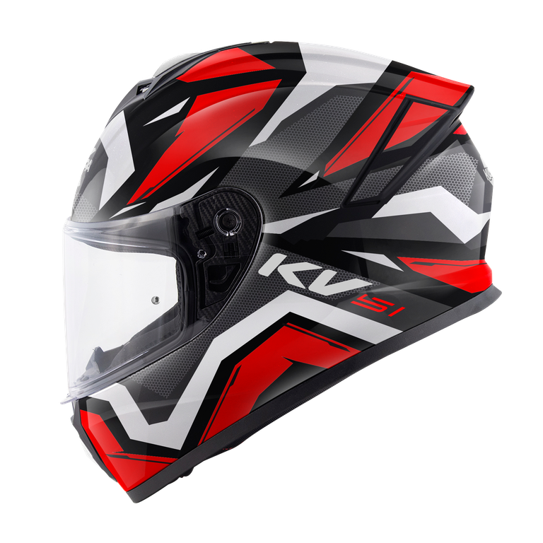 Casco Integrale Kappa KV51 Insert Nero Lucido/Rosso/Bianco/Grigio – vista laterale