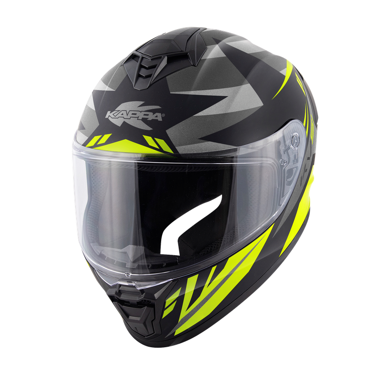 Casco Integrale Kappa KV51 Zenith Nero/Titanio/Giallo – vista laterale