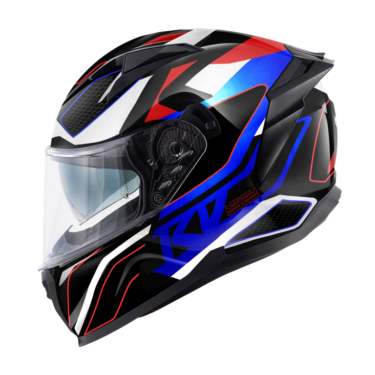 Casco Integrale Kappa KV52 Atlantic Nero Opaco/Blu Metallizzato/Bianco/Rosso – vista laterale