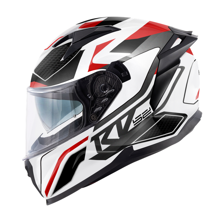 Casco Integrale Kappa KV52 Atlantic Bianco Lucido/Rosso/Nero/Titanio – vista laterale