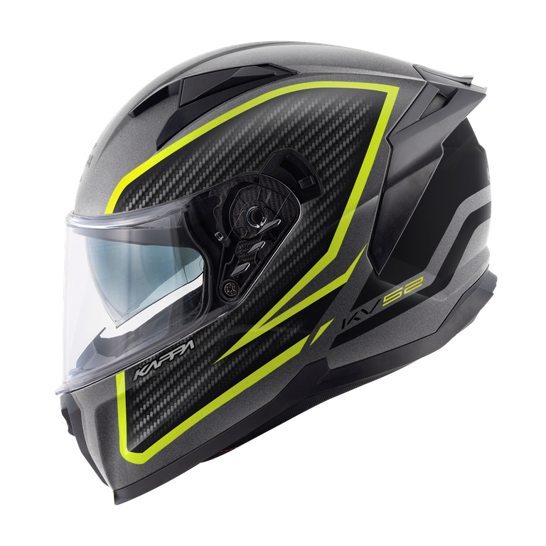 Casco Integrale Kappa KV52 Kronos Titanio/Nero/Giallo – vista laterale