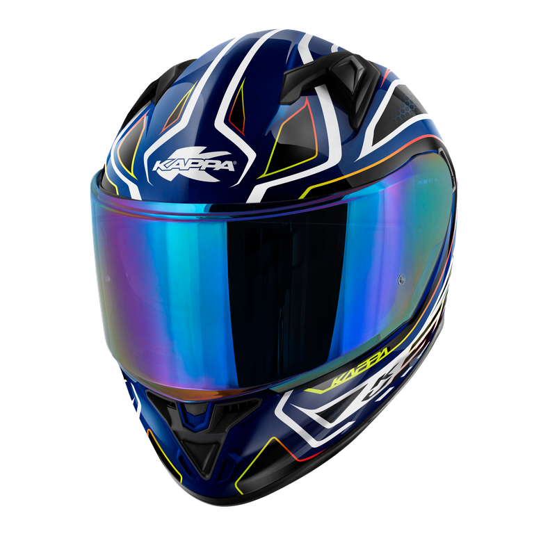 Casco Integrale Kappa KV56 Neon Nero/Blu – vista laterale