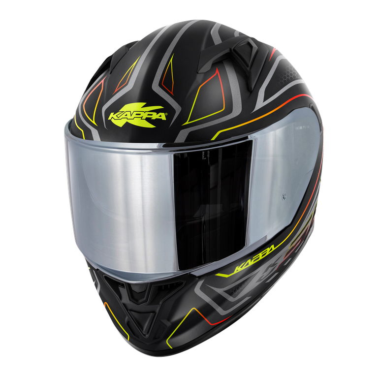 Casco Integrale Kappa KV56 Neon Nero/Rosso – vista laterale