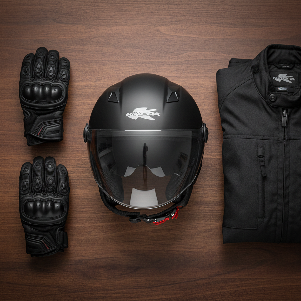 Casco Demi-Jet Kappa KV57 Basic Nero Opaco con Doppia Visiera - Moon Bike - Vista 5