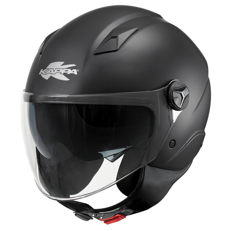 Casco Demi-Jet Kappa KV57 Nero Opaco – vista laterale