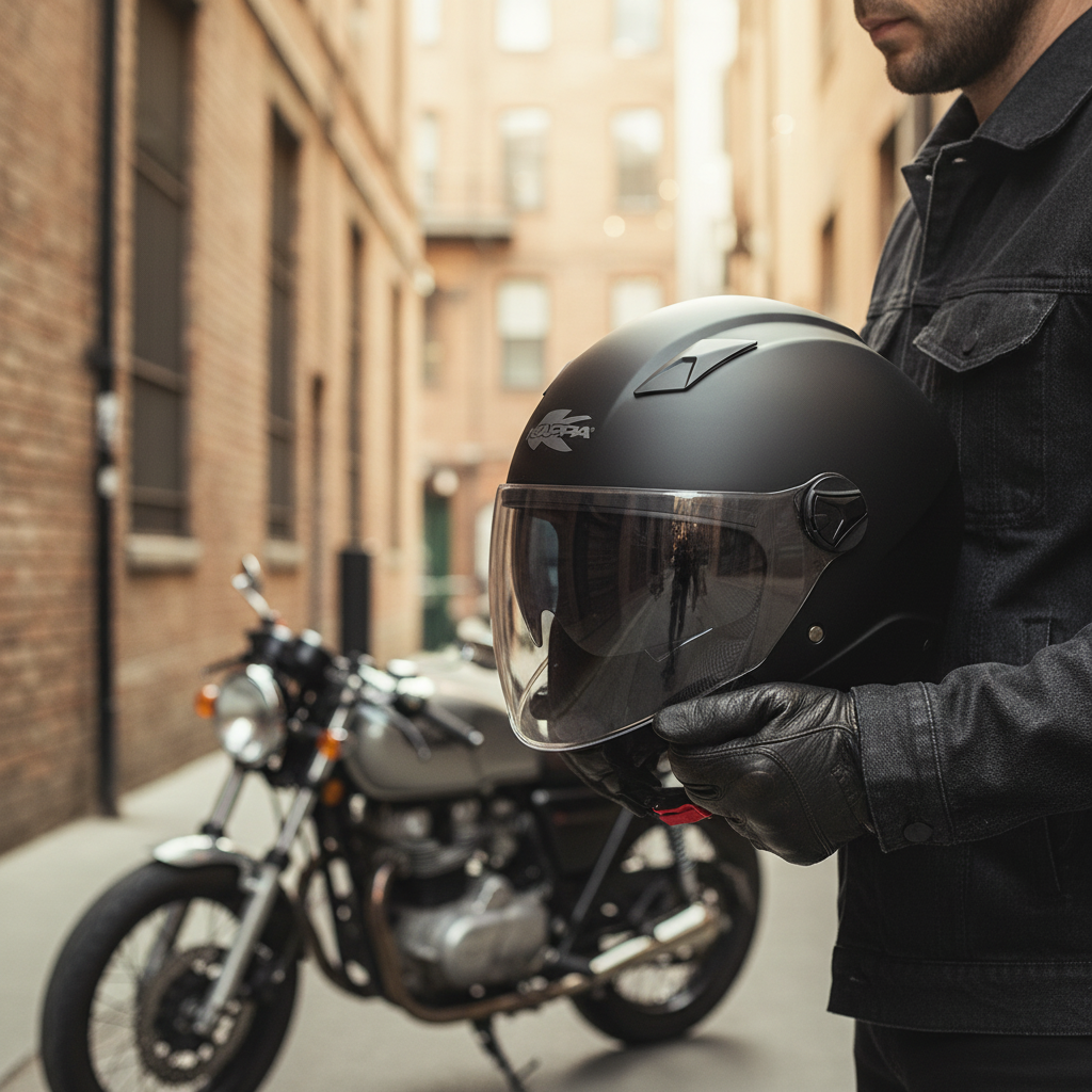 Casco Demi-Jet Kappa KV57 Basic Nero Opaco con Doppia Visiera - Moon Bike - Vista 10