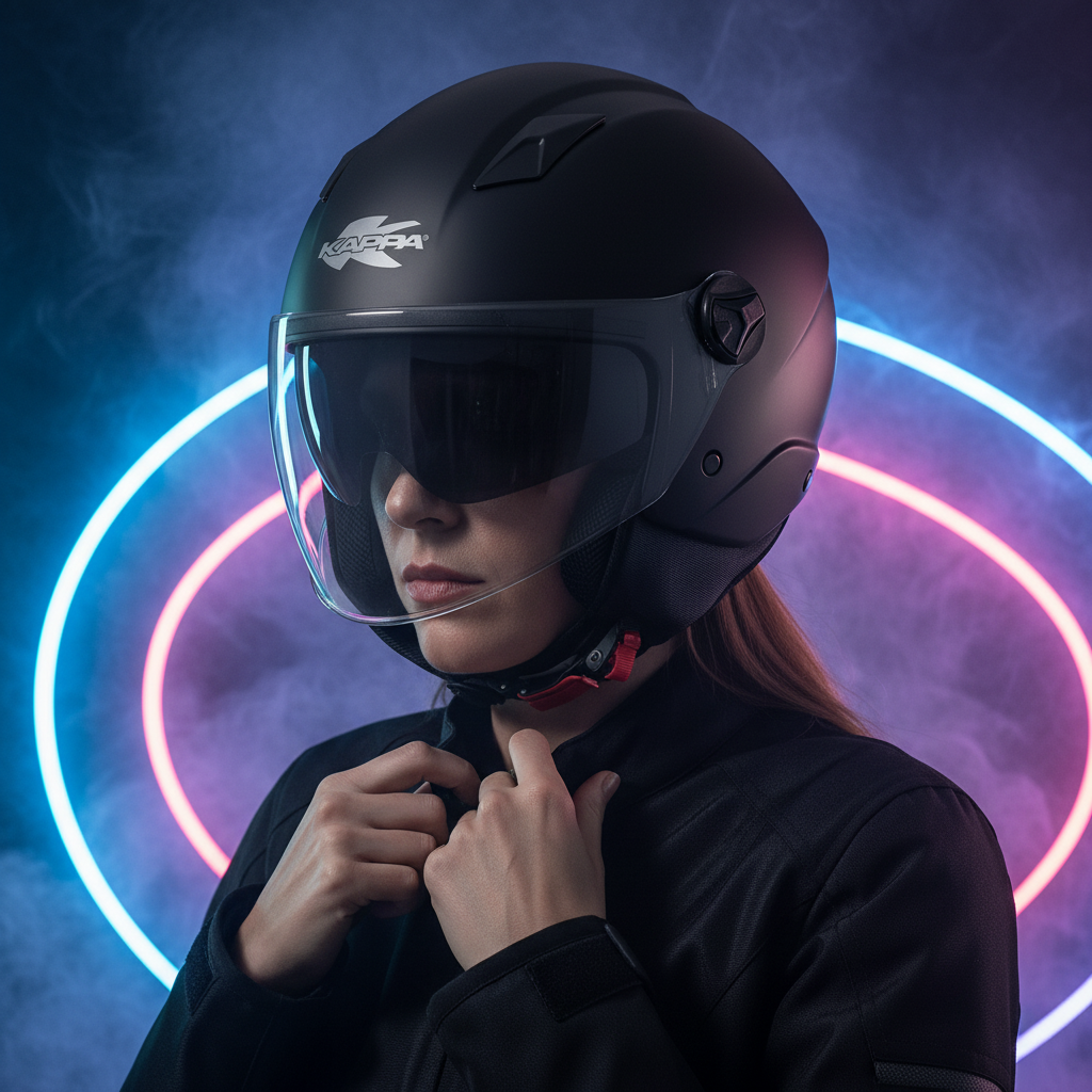 Casco Demi-Jet Kappa KV57 Basic Nero Opaco con Doppia Visiera - Moon Bike - Vista 9