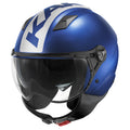 Casco Demi-Jet Kappa KV57 Striker Blu Opaco/Argento – vista tre quarti sinistra