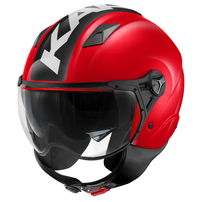 Casco Demi-Jet Kappa KV57 Striker Rosso/Bianco – vista laterale