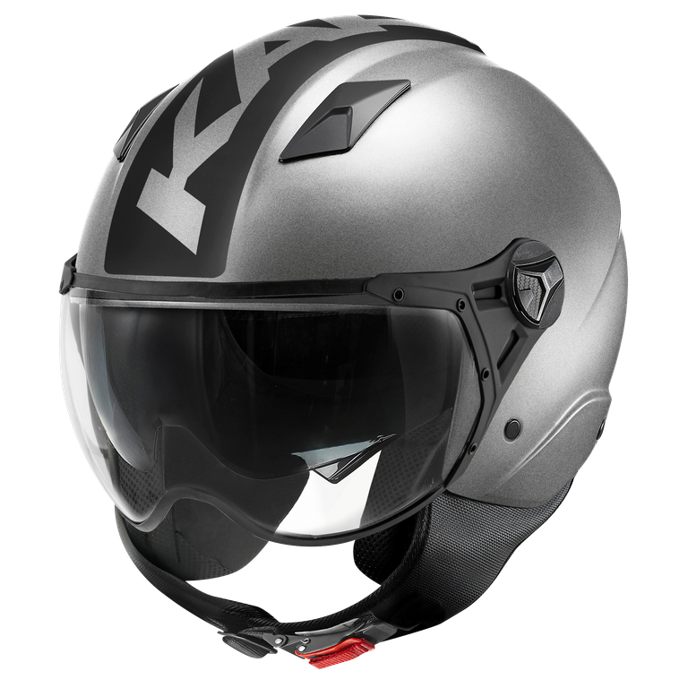 Casco Demi-Jet Kappa KV57 Striker Titanio/Nero – vista laterale