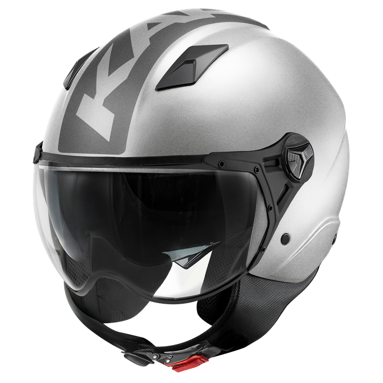 Casco Demi-Jet Kappa KV57 Striker Argento/Titanio – vista laterale
