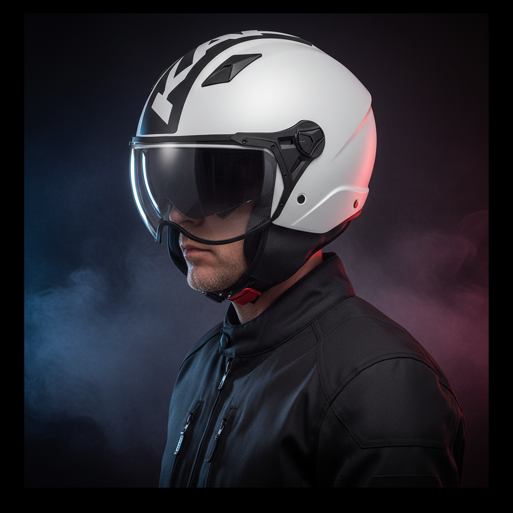Casco Demi-Jet Kappa KV57 Striker Bianco/Nero – ECE 22.06 doppia visiera - Moon Bike - Vista 6