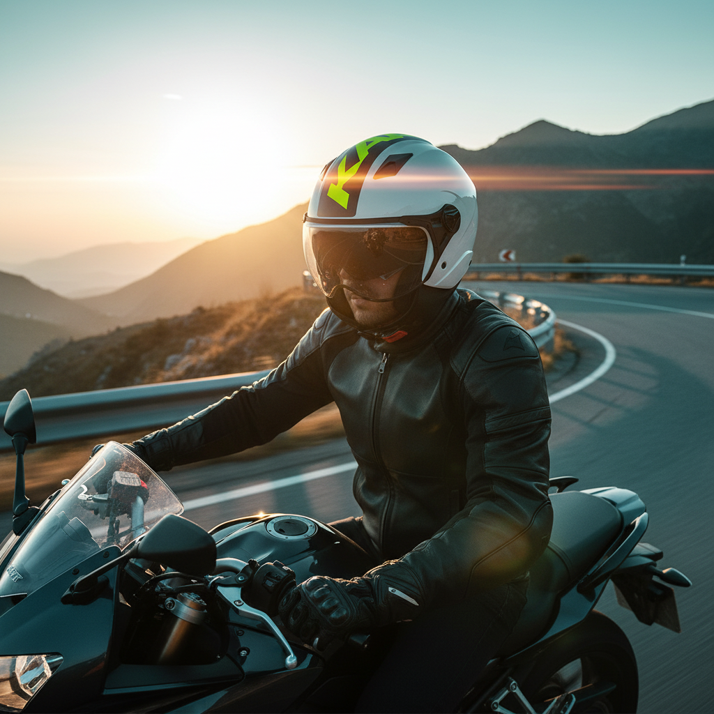 Casco Demi-Jet Kappa KV57 Striker Bianco/Nero/Giallo – ECE 22.06 doppia visiera - Moon Bike - Vista 6