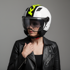 Casco Demi-Jet Kappa KV57 Striker Bianco/Nero/Giallo – ECE 22.06 doppia visiera - Moon Bike - Vista 3