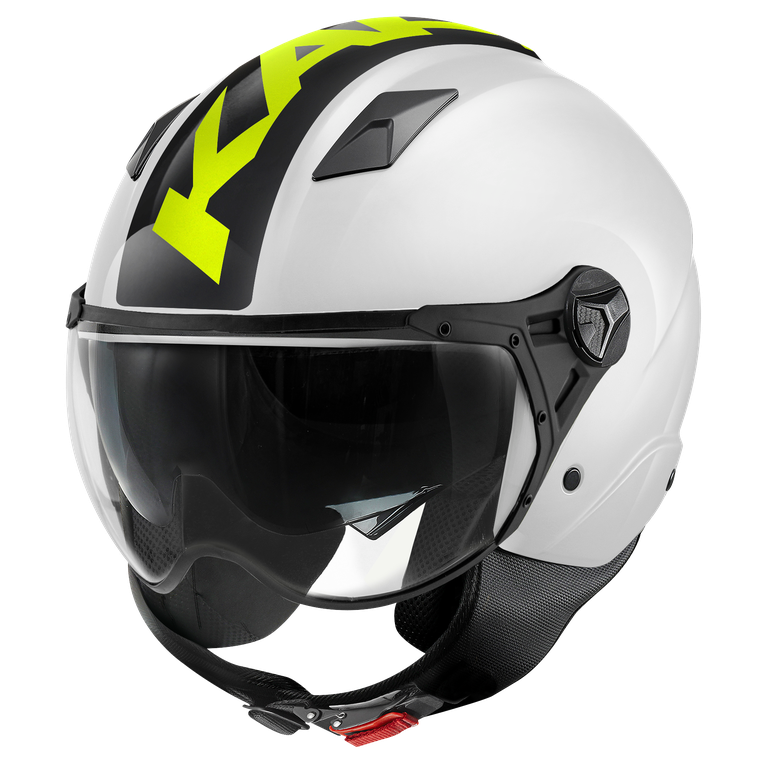 Casco Demi-Jet Kappa KV57 Striker Bianco/Nero/Giallo – ECE 22.06 doppia visiera - Moon Bike - Vista 1