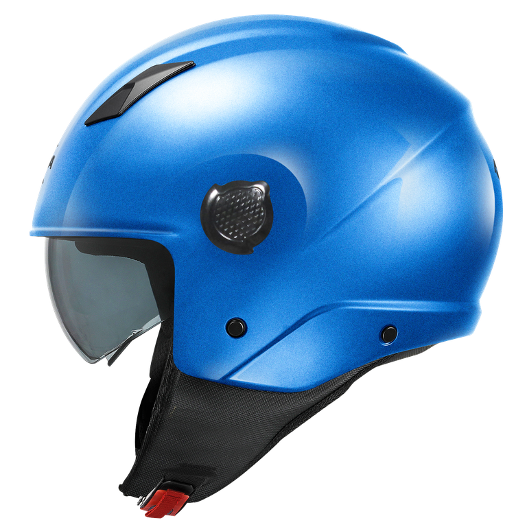 Casco Demi-Jet Kappa KV58 Blu Lucido – vista laterale