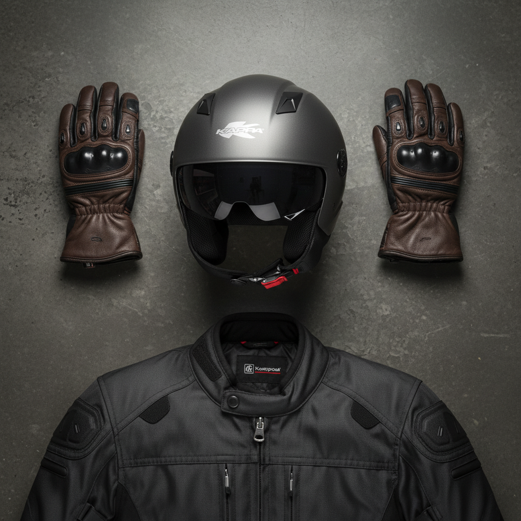 Casco Demi-Jet Kappa KV58 Basic Titanio Opaco con Visierino Fumè - Moon Bike - Vista 5