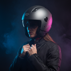 Casco Demi-Jet Kappa KV58 Basic Titanio Opaco con Visierino Fumè - Moon Bike - Vista 9