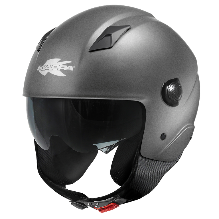 Kappa Moto Casco Demi-Jet Kappa KV58 Basic Titanio Opaco con Visierino Fumè Fumé Caschi aperti - Moon Bike - Vista 1
