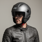 Casco Demi-Jet Kappa KV58 Basic Titanio Opaco con Visierino Fumè - Moon Bike - Vista 6