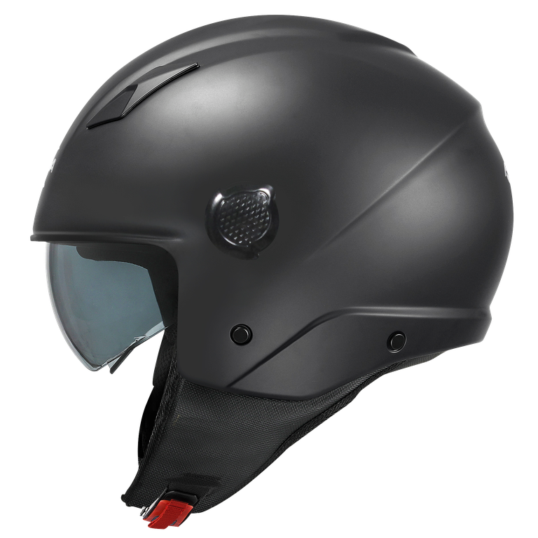 Casco Demi-Jet Kappa KV58 Basic Nero Opaco con Visierino Fumè - Moon Bike - Vista 1