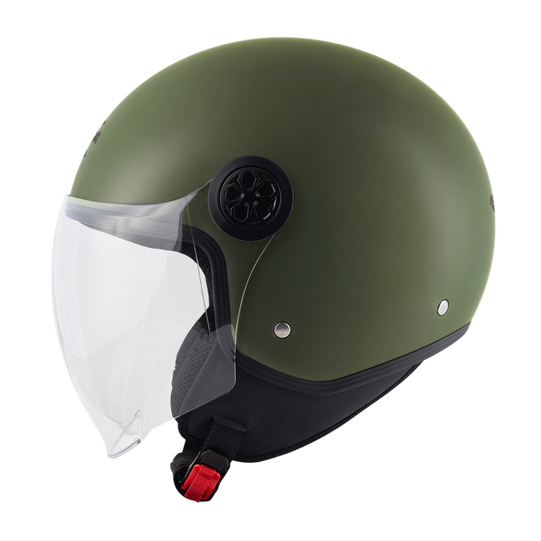 Casco Demi-Jet Kappa KV59 Verde Militare Opaco – vista laterale