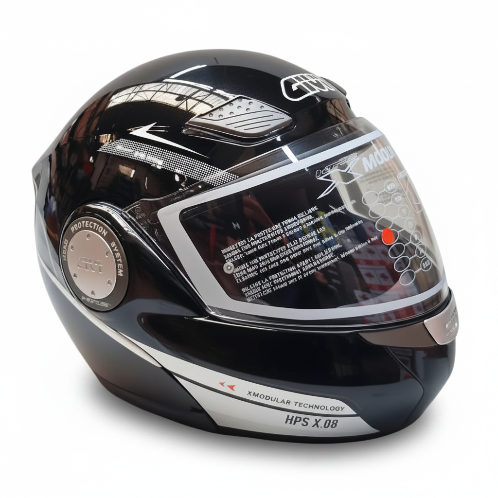 Givi X.08 X-Modular Nero Lucido – Casco Modulare P/J ECE 22.05 - Moon Bike - Vista 1
