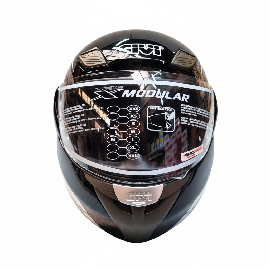 Givi X.08 X-Modular Nero Lucido - casco modulare vista frontale