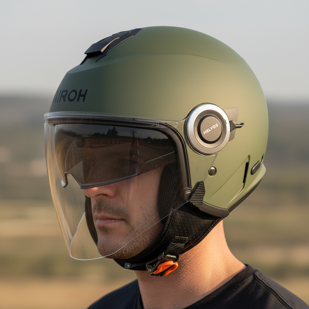 Airoh Helyos Casco Jet Verde Militare Opaco – ECE 22.06 HE670 - Moon Bike - Vista 4