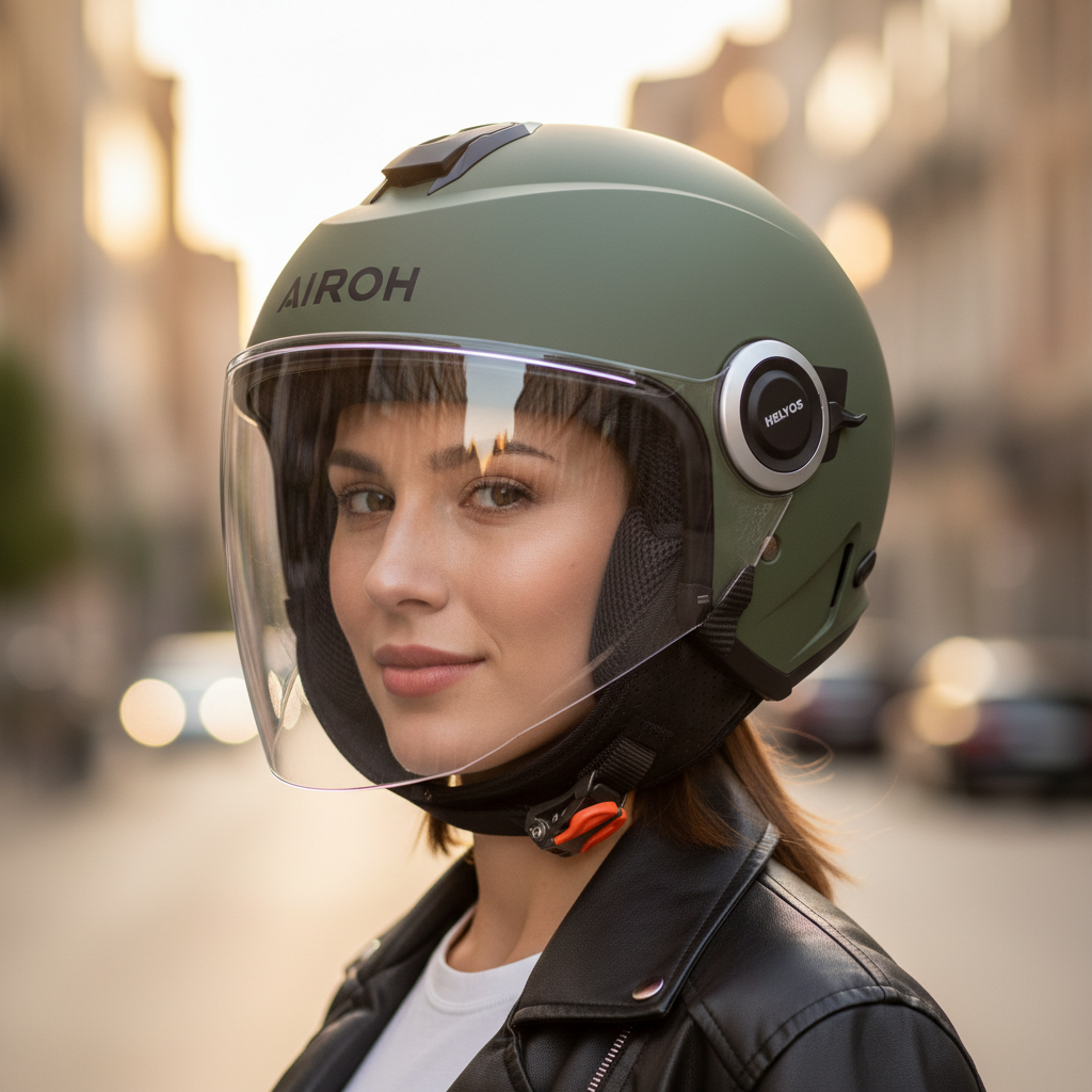 Airoh Helyos Casco Jet Verde Militare Opaco – ECE 22.06 HE670 - Moon Bike - Vista 5