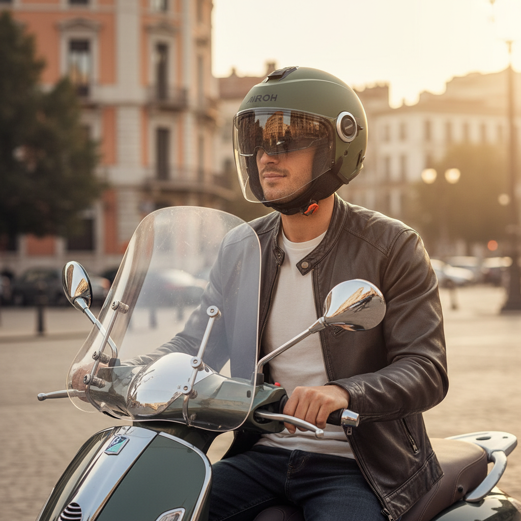 Airoh Helyos Casco Jet Verde Militare Opaco – ECE 22.06 HE670 - Moon Bike - Vista 6