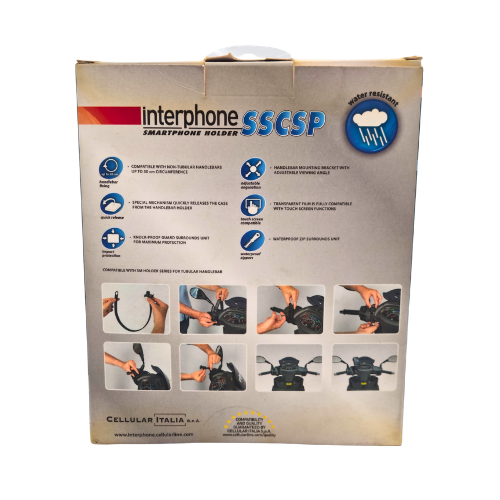 Interphone SSCSMARTPHONE Supporto Custodia Impermeabile Smartphone Moto Scooter – Manubri Non Tubolari