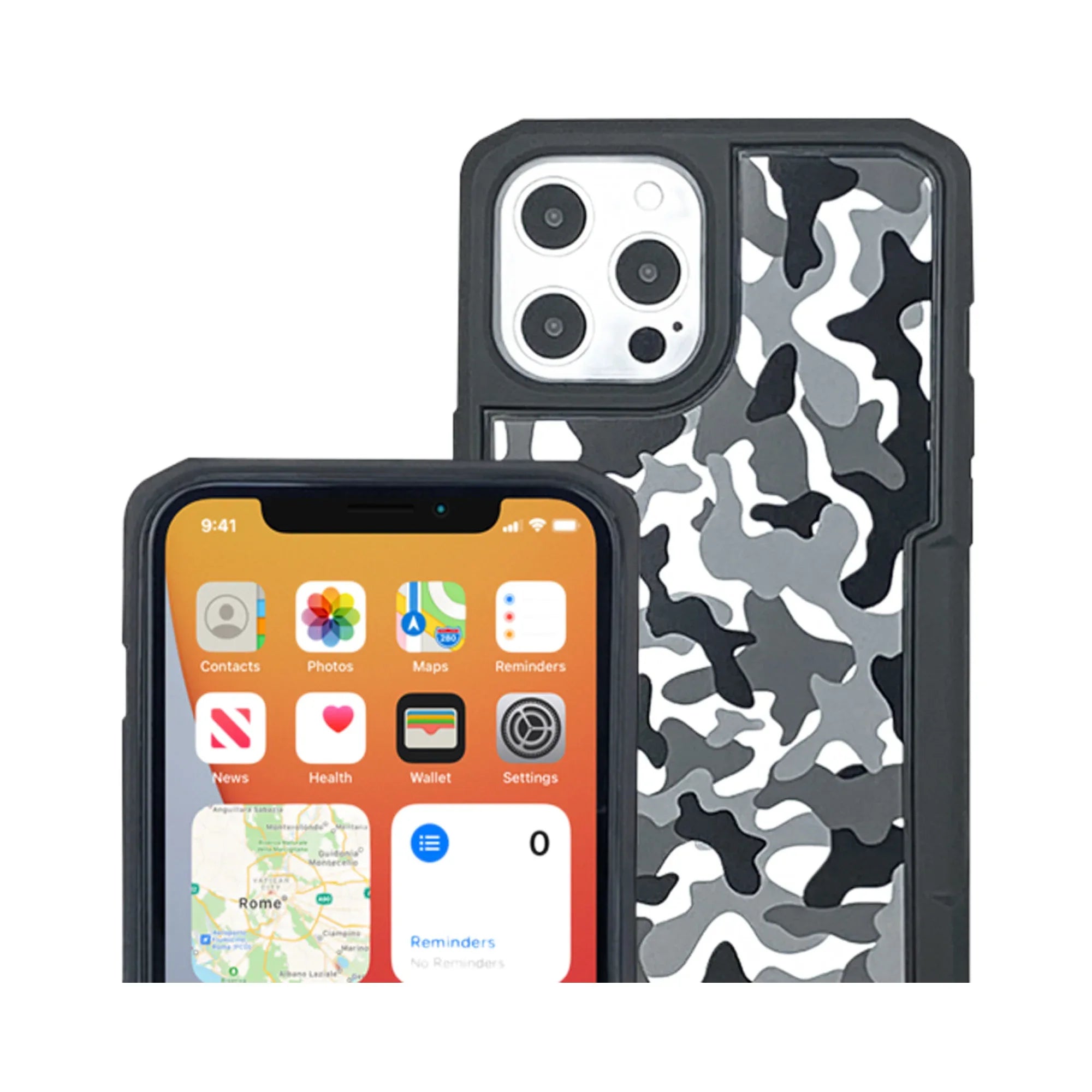 Custodia Moto Attacco Quick-Lock X-Guard Cover iPhone 12 Pro Max Mimetica Neve, articolo 127238 — Moon Bike