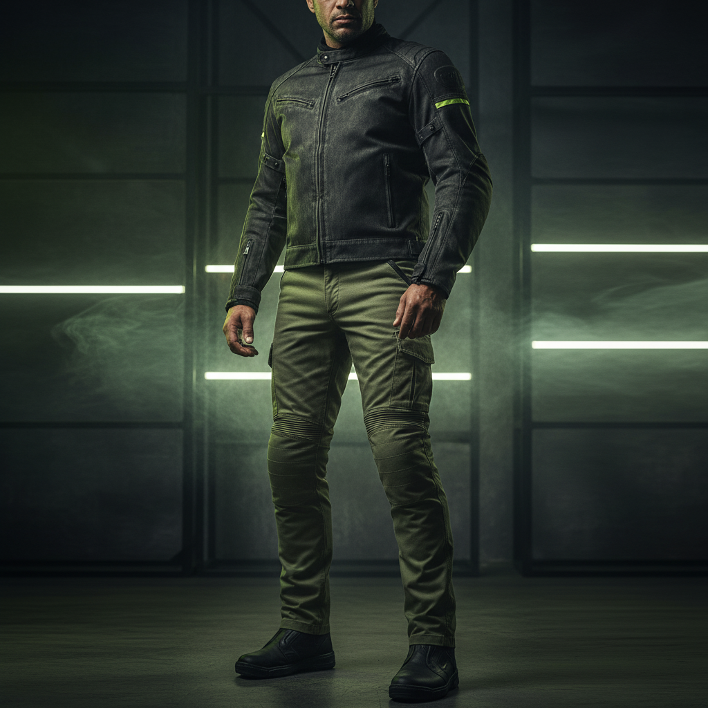 Jeans Moto Hevik Harbour Cargo Uomo Verde Militare - Moon Bike - Vista 8