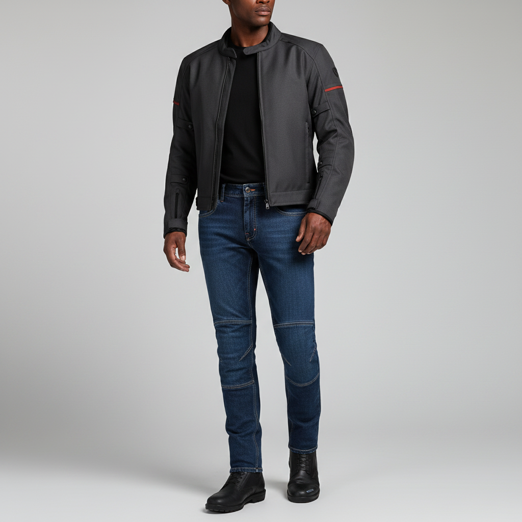 Jeans Moto Hevik Tucson Uomo Blu Denim - Moon Bike - Vista 4