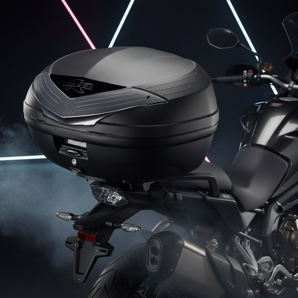 Kappa K466NT2 Bauletto Monolock 46 Litri Urban Tech – Nero Carbon Look Catadiottro Fumé Bauletti e Top - Moon Bike - Vista 3