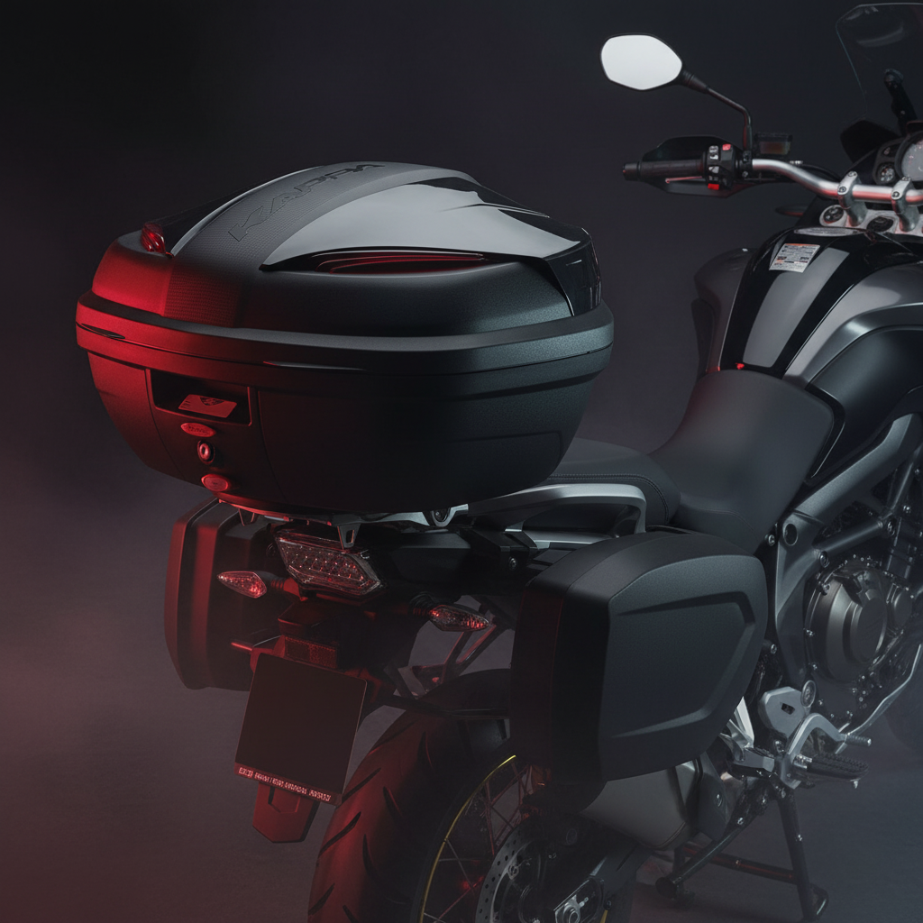 Bauletto Kappa K47NN Manta 47L Monolock Nero Goffrato con Catadiottri Rossi – Piastra Universale - Moon Bike - Vista 4
