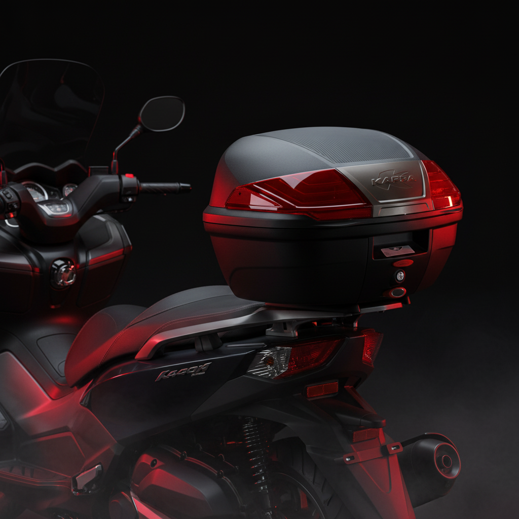 Kappa K400N Bauletto Monolock 40 Litri Nero Carbon Look – Catadiottri Rossi Con Piastra Bauletti e Top - Moon Bike - Vista 6