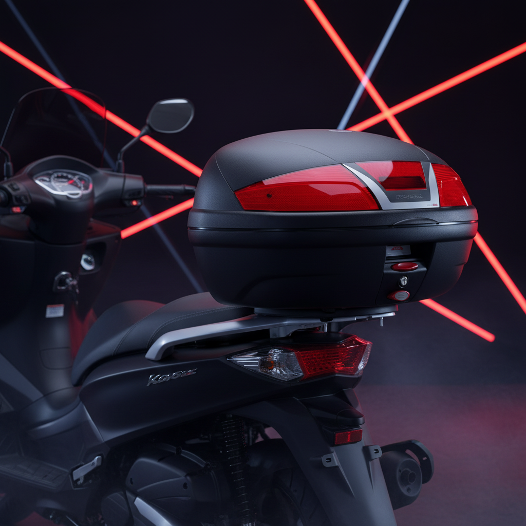 Kappa K46N Bauletto Monolock 46 Litri – Nero Goffrato Catadiottri Rossi Universale Moto e Scooter - Moon Bike - Vista 5