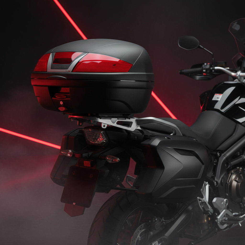 Kappa K46N Bauletto Monolock 46 Litri – Nero Goffrato Catadiottri Rossi Universale Moto e Scooter - Moon Bike - Vista 4