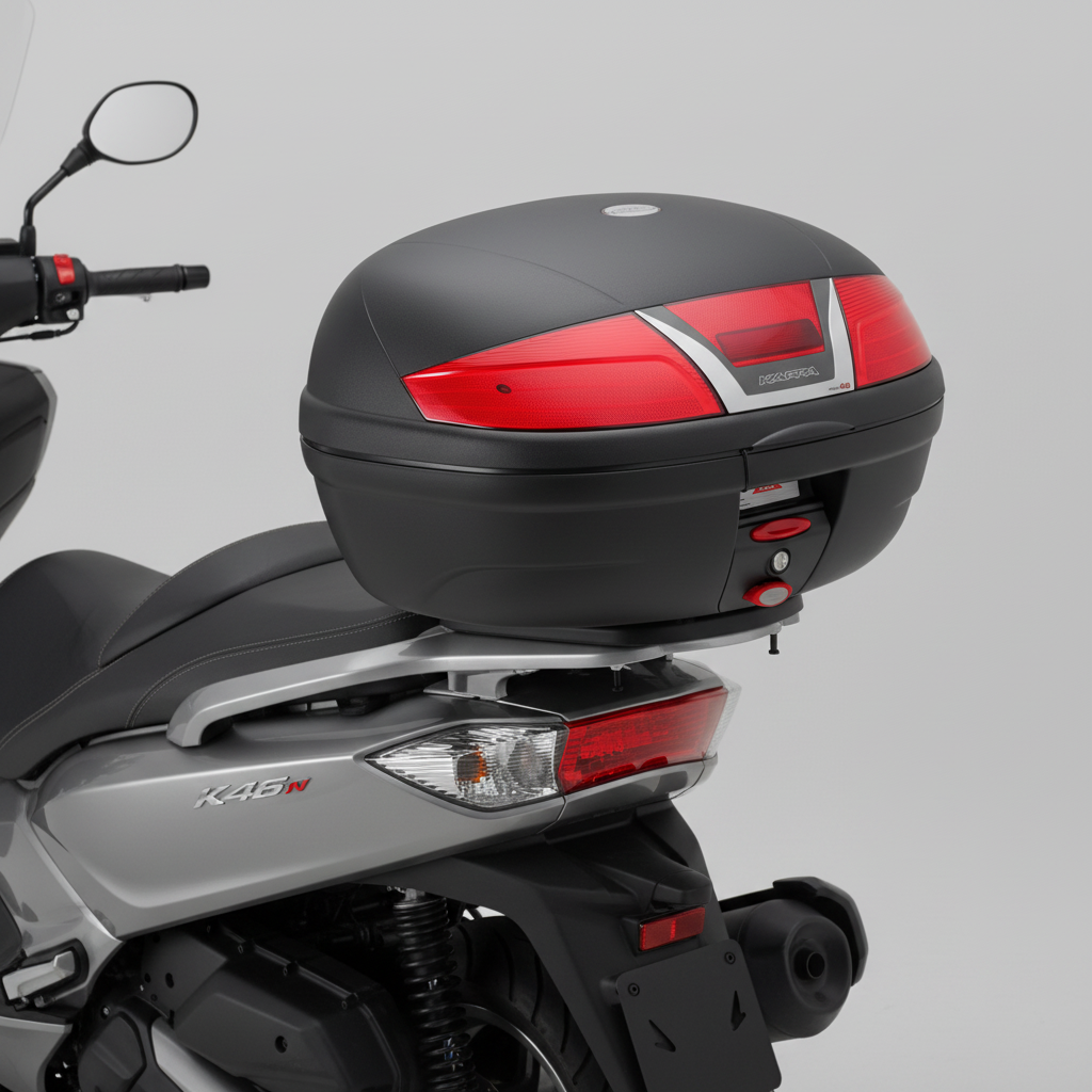 Kappa K46N Bauletto Monolock 46 Litri – Nero Goffrato Catadiottri Rossi Universale Moto e Scooter - Moon Bike - Vista 2