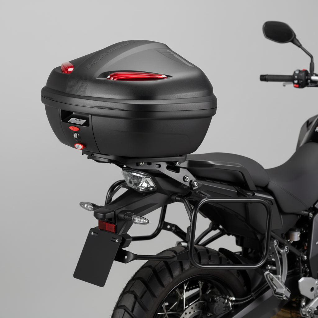 Kappa K47N Manta Bauletto Monolock 47 Litri Nero Goffrato – Porta 2 Caschi Modulari con Piastra - Moon Bike - Vista 5