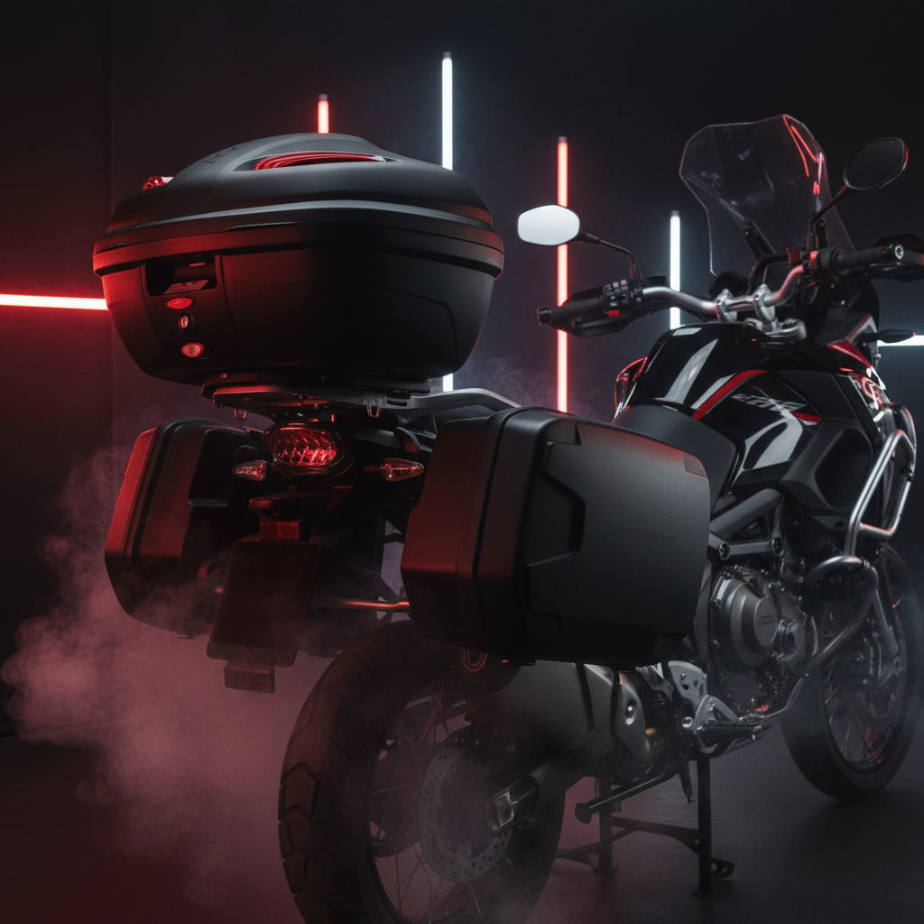 Kappa K47N Manta Bauletto Monolock 47 Litri Nero Goffrato – Porta 2 Caschi Modulari con Piastra - Moon Bike - Vista 6