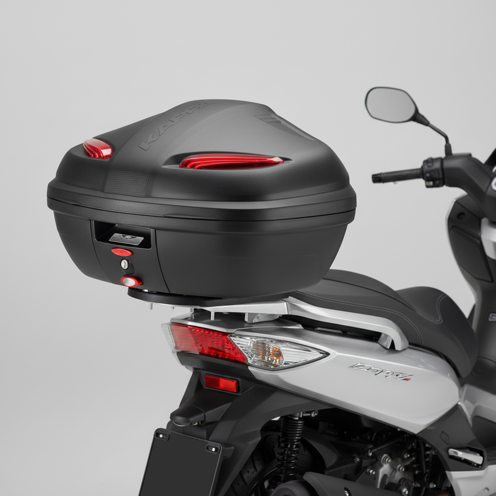 Kappa K47N Manta Bauletto Monolock 47 Litri Nero Goffrato – Porta 2 Caschi Modulari con Piastra - Moon Bike - Vista 4