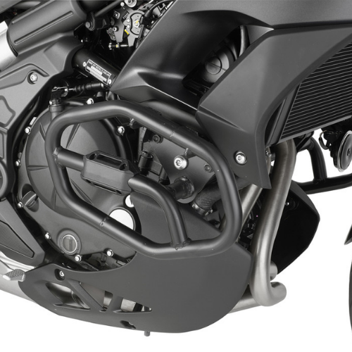 Paramotore tubolare Kappa KN4114 in acciaio nero Ø25 mm montato sul motore di una Kawasaki Versys 650