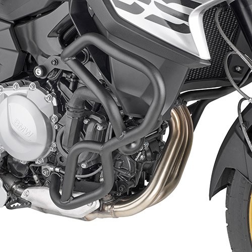 Paramotore tubolare Kappa KN5129 in acciaio nero Ø25 mm montato sul motore di una BMW F 850 GS
